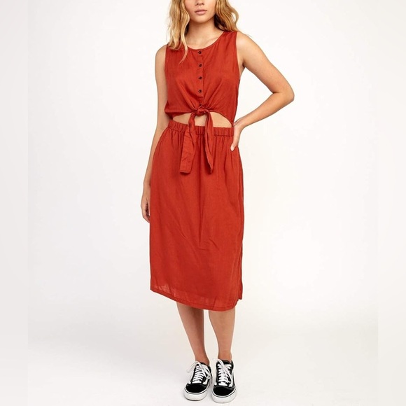 RVCA Women's Arizona Fitted Midi Dress - Size Small - Picture 1 of 6